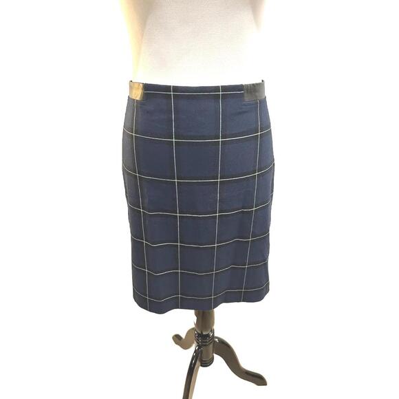 Tristan of Canada Edgy Schoolgirl Plaid Skirt Faux Leather Trim Classic Sz 6 - Picture 1 of 7